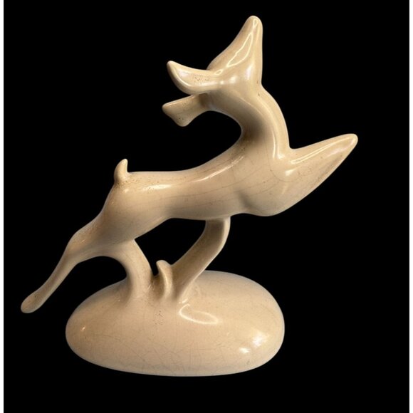 Fred Harvey Shops Art Deco Gazelle Figurine Cream Ceramic w/Sticker 7" x 6" - Picture 3 of 6